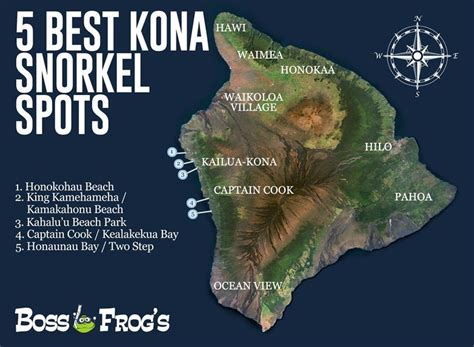 5 Best Kona Snorkel Spots Map Kona Beaches Big Island Hawaii Hawaii
