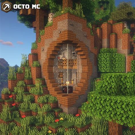 Une Maison Construite Dans La Montagne In 2021 Minecraft Cottage