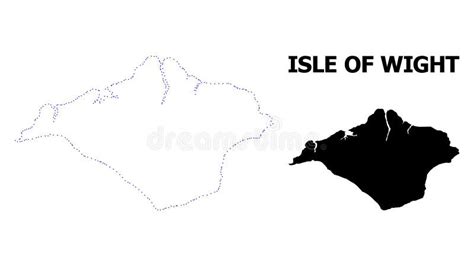 Vector Contour Dotted Map Of Isle Of Wight With Caption Stock Vector