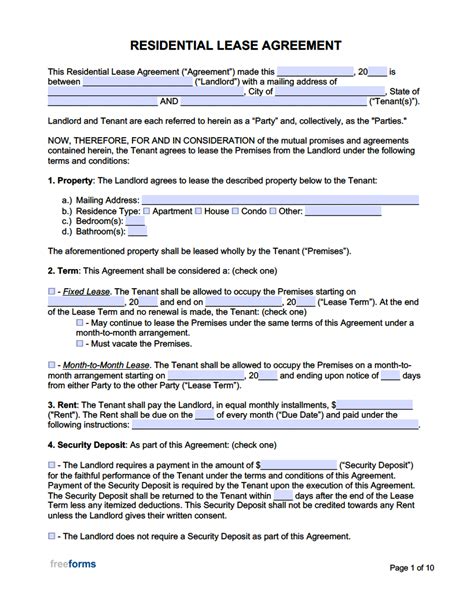 Free Residential Lease Agreement Template - Sfiveband.com