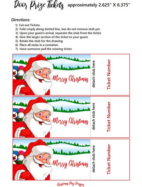 Christmas Door Prize Tickets Printable Christmas Door Prize Etsy