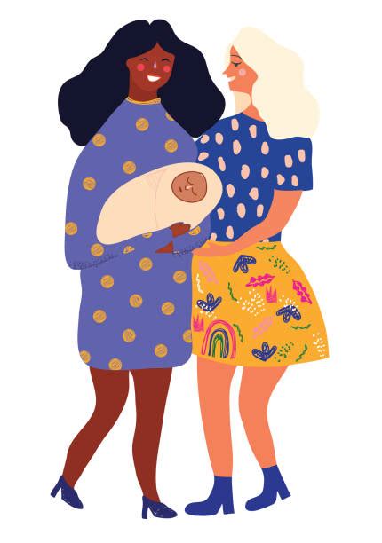 Cartoon Of A Cute Lesbian Couple Illustrations Royalty Free Vector