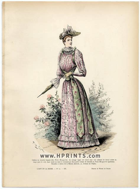 Lart Et La Mode 1891 N°23 Marie De Solar Hand Colored Fashion Plate