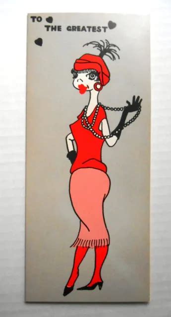 Unused Vtg 60s Mid Century Greeting Card Humorous Beatnik Lady Girl
