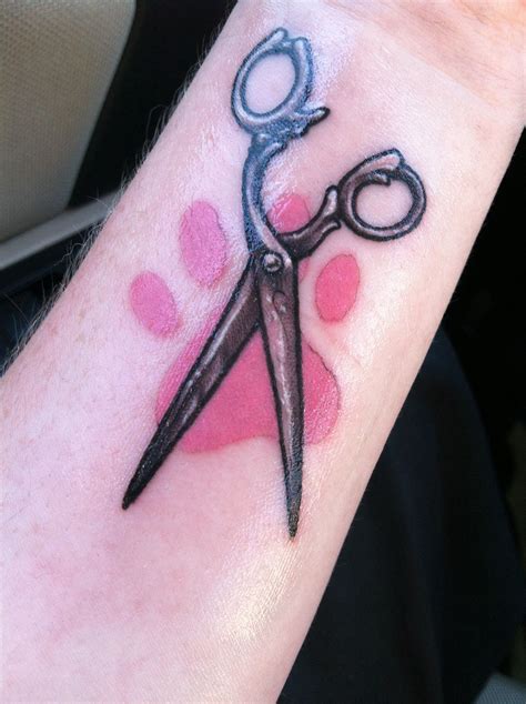 Groomer Tattoo Scissors Pawprint Dog Groomer Tattoo Tattoos