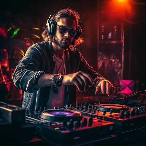 Premium Ai Image Dj Playing Music In A Club With A Dj Wearing Headphones