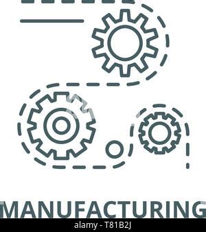 Manufacturing processes line icon concept. Manufacturing processes flat vector symbol, sign ...