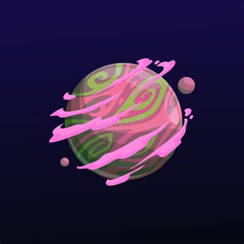 Cartoon Galaxy Planet Pink Clouds Fantasy Space Stock Vector