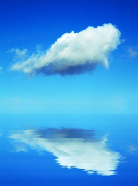Thick White Clouds Cloud Calm Sea Blue Sky Ocean Water Serene