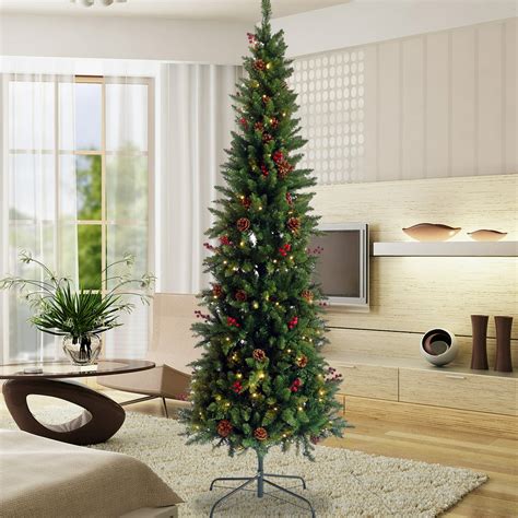 Churanty 75ft Foldable Metal Stand Artificial Slim Christmas Tree Pre