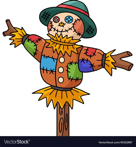 Scarecrow Stock Cartoon Colored Clipart Royalty Free Vector