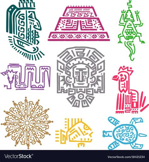 Maya And Aztec Symbols Vector Image On Vectorstock Arte Azteca S Mbolos Aztecas Dise O De Juegos