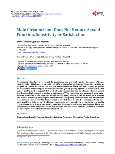 Morris And Krieger Male Circumcision Does Not Reduce Sexual Function