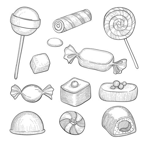 Set Of Various Doodles Hand Drawn Rough Simple Sweets 3211463 Vector