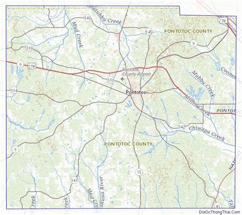 Topographic Map Of Pontotoc County Mississippi Mississippi