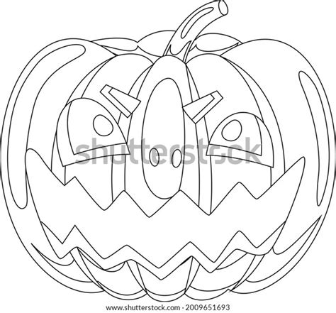 Vektor Stok Cute Halloween Pumpkin Coloring Page Tanpa Royalti