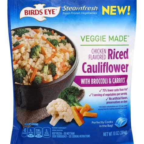 8% saturated fat 1.5g trans fat 0g. Birds Eye Riced Cauliflower, with Broccoli & Carrots ...