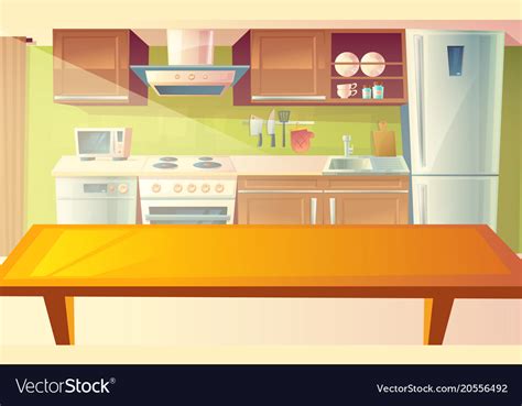 Cartoon Kitchen Interior Royalty Free Vector Image