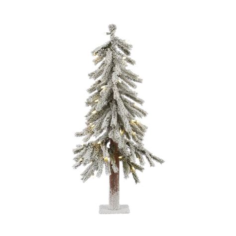Vickerman 3 Ft Pre Lit Alpine Slim Flocked Artificial Christmas Tree