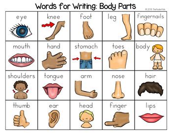 Practise parts of the body words with this song about a magic spell. Body Parts Word List - Writing Center by The Kinder Kids | TpT