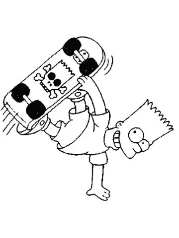 Skateboard with flames coloring page. Bart On Skateboard coloring page | Free Printable Coloring ...