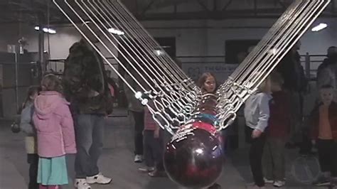 Giant Newtons Cradle With Bowling Balls Youtube