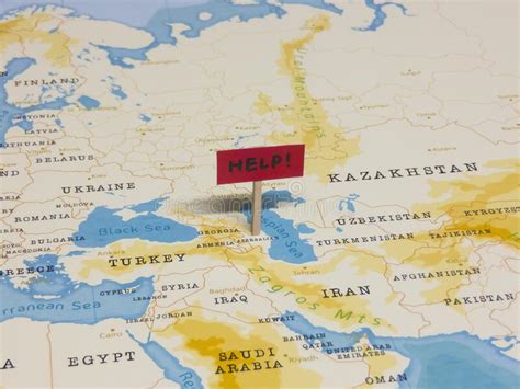 A Red Pin On Azerbaijan Of The World Map Stock Image