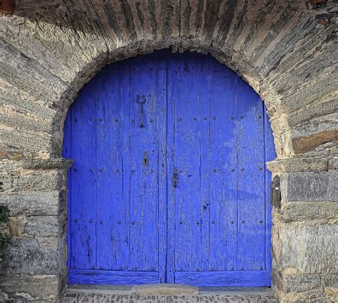 Photography Royal Blue Wooden Window Double Doors Blue Entrance