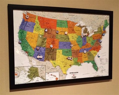 Treasured Maps Framed Magnet Map Of The Usa With Places Etsy