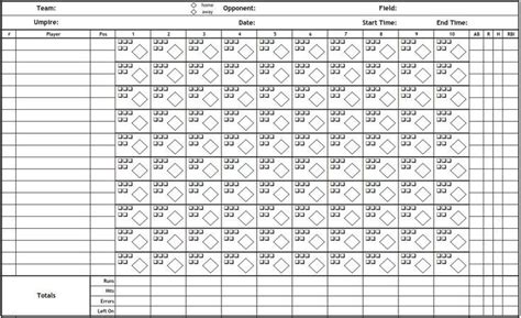 Printable Pdf Baseball Scorecard Lineup Count Sheets Baseball Scores