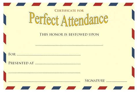 Free Perfect Attendance Certificate Word Template Updated Designs My