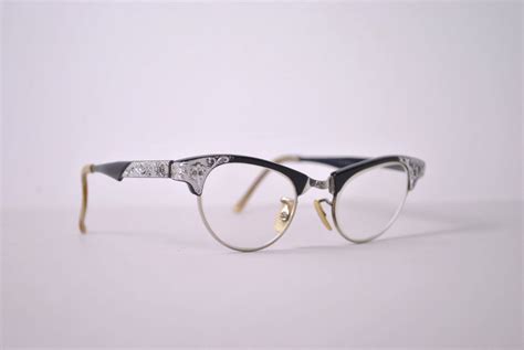 1950s vintage art craft aluminum gold filled eyeglasses 50s cat eye glasses ebay