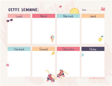 Calendrier 2020 planificateur des programmes imprimables : Le Weekly Planner "Summer" à imprimer gratuitement ...