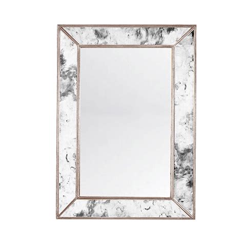 Worlds Away Dion Rectangular Antique Mirror With Champagne Silver Leafed Wood Edges