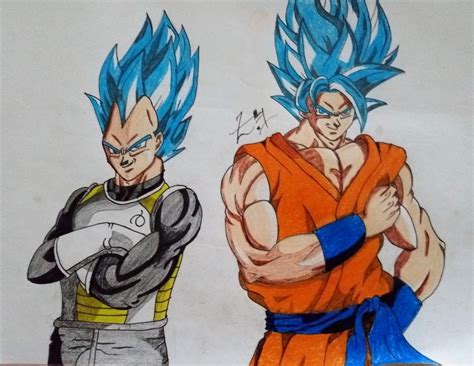 Image of how to draw goku png dragon ball z vegeta free. Drawing Goku and Vegeta - Super Saiyan Blue Duo | Dragon ...