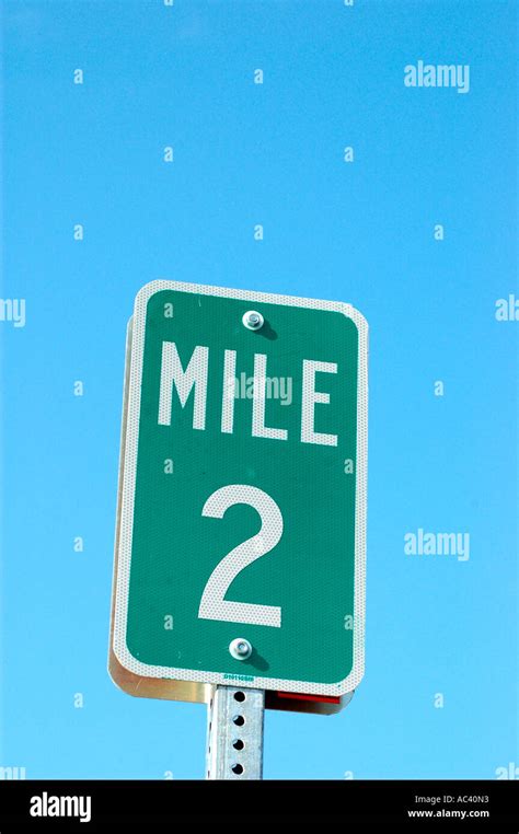 2 Two Mile Marker Sign On Freeway Highway For Distance Stock Photo Alamy