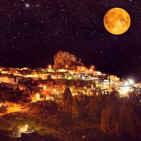Wonderful Places On Instagram Night Time In Cappadocia Turkey 💛💛💛