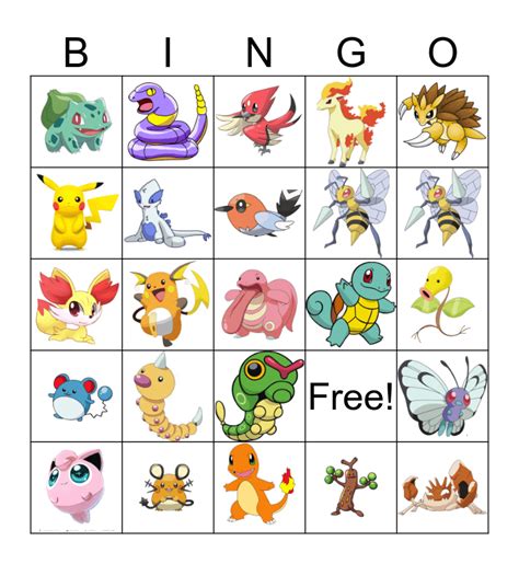 Free Printable Pokemon Bingo Cards Printable Word Searches