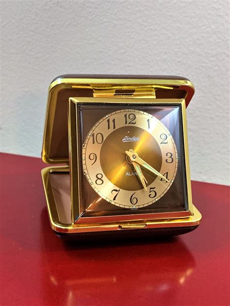 Vintage Linden Mechanical Wind Up Travel Folding Alarm Clock Excellent