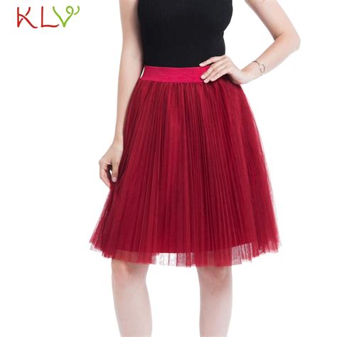 Pleated Tulle Skirts Womens Tutu Rok Dames Fluffy Long Red Adult Sexy