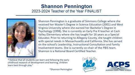 Teacher Of The Year Program Shannon Pennington