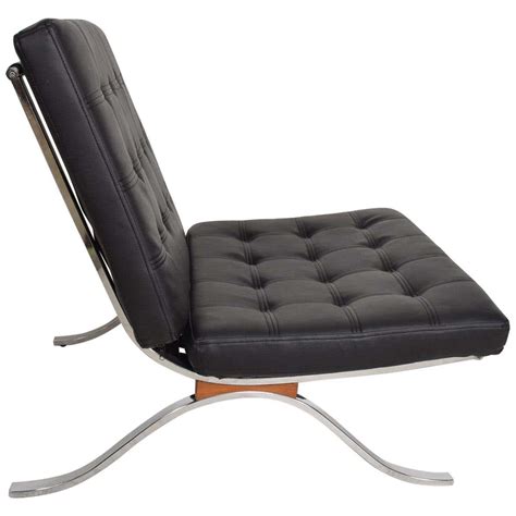 Mid Century Modern Selig Barcelona Lounge Chair In Chrome And Faux