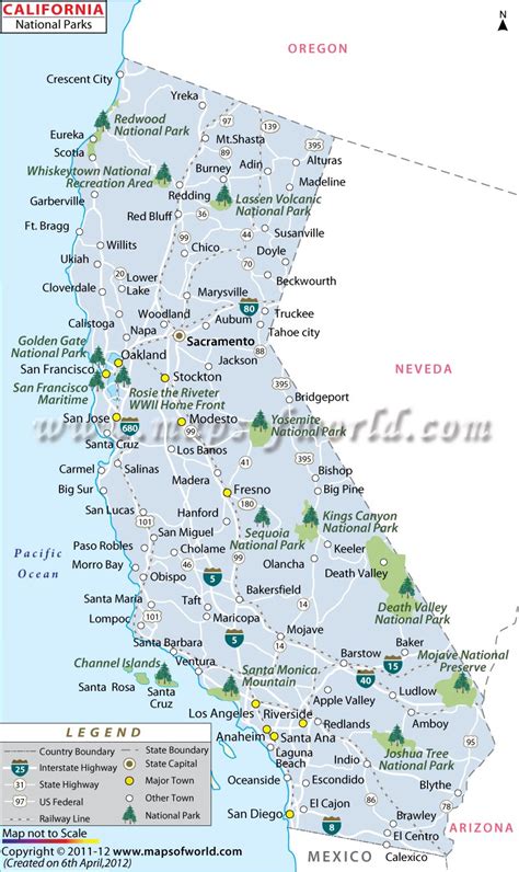 California National Parks Map National Parks In California