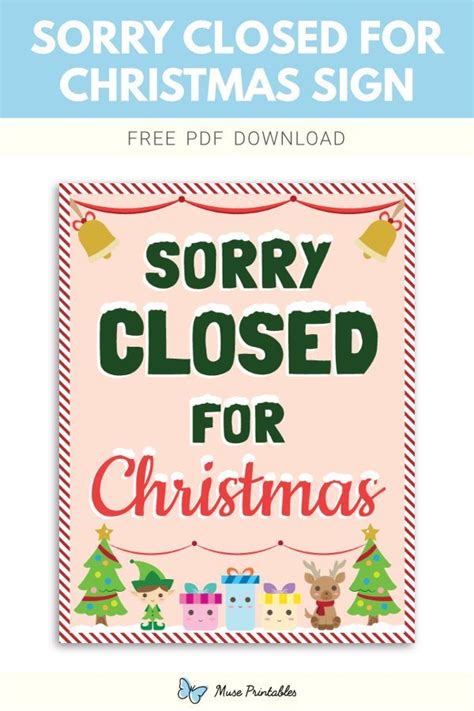 Printable Sorry Closed For Christmas Sign Template Closed For