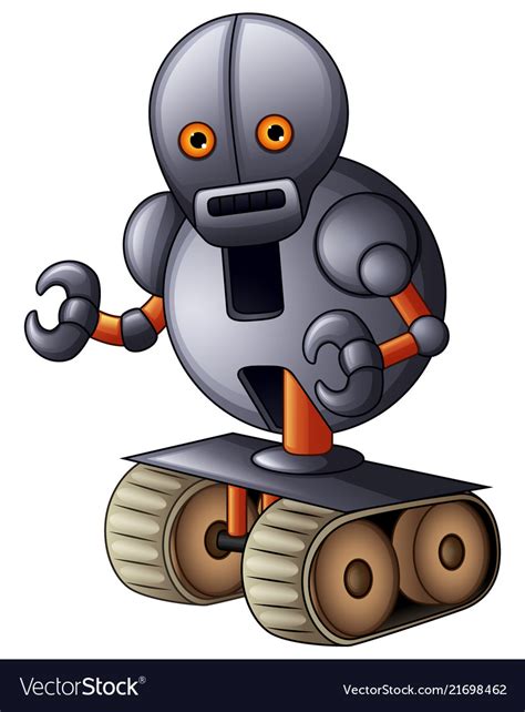 Gray Robot Cartoon Isolated On White Background Vector Image