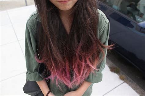 Brown Hair With Pink Tips Cabello Oscuro Con Mechas