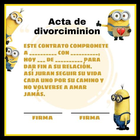 Acta De Divorciminion Chiste De Novios Humor De La Vida Frases Bonitas