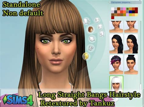 Tankuz Long Straight Bangs Hairstyle Retextured The Sims 4 Catalog