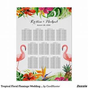 Tropical Floral Flamingo Wedding Seating Chart Zazzle Com Seating