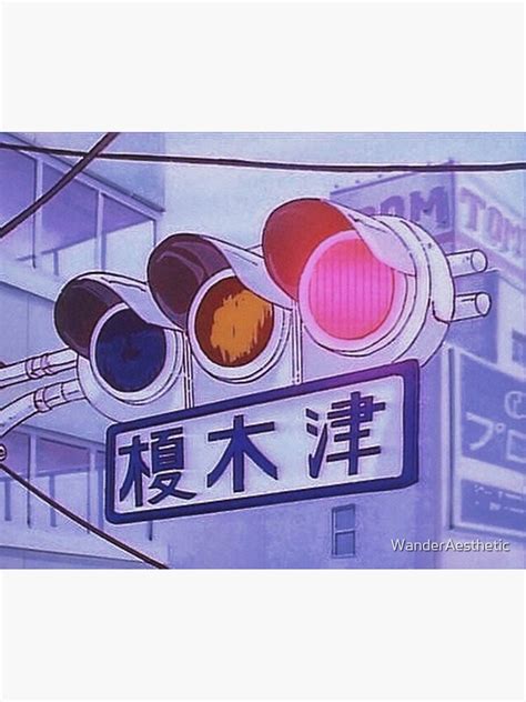 Aesthetic Lofi Anime Traffic Lights Poster For Sale By